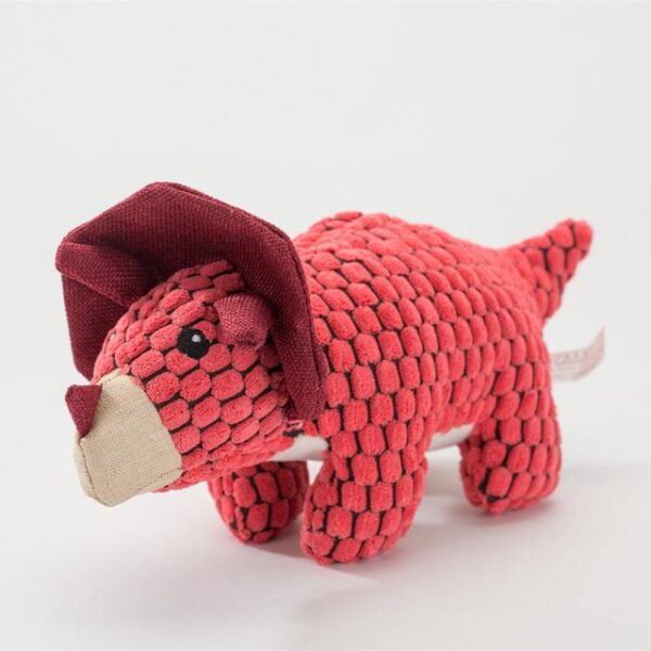 Frenchie World Shop Red Triceratops French Bulldog Squeaky Dinosaur Toys