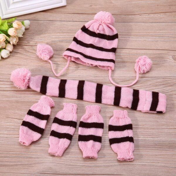 Frenchie World Shop French Bulldog Woolen Knitted Hat, Scarf and Leg Warmer Set