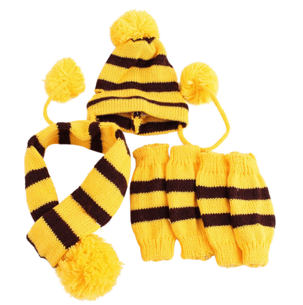 Frenchie World Shop Yellow / XS French Bulldog Woolen Knitted Hat, Scarf and Leg Warmer Set