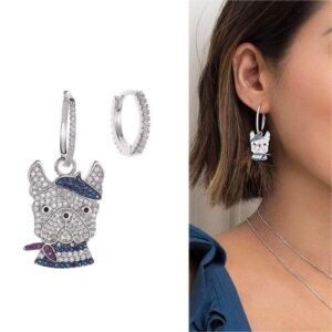 Frenchie World Shop French Bulldog Zircon Earrings