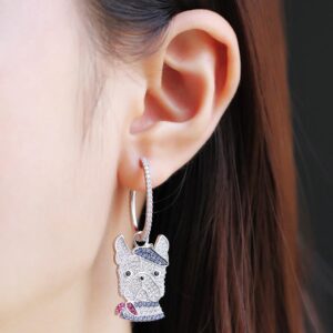 Frenchie World Shop French Bulldog Zircon Earrings