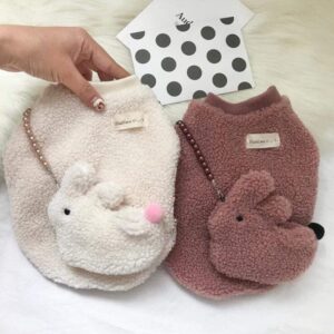 Frenchie World Shop Frenchie Fuzzy Sweater With a Bunny Bag