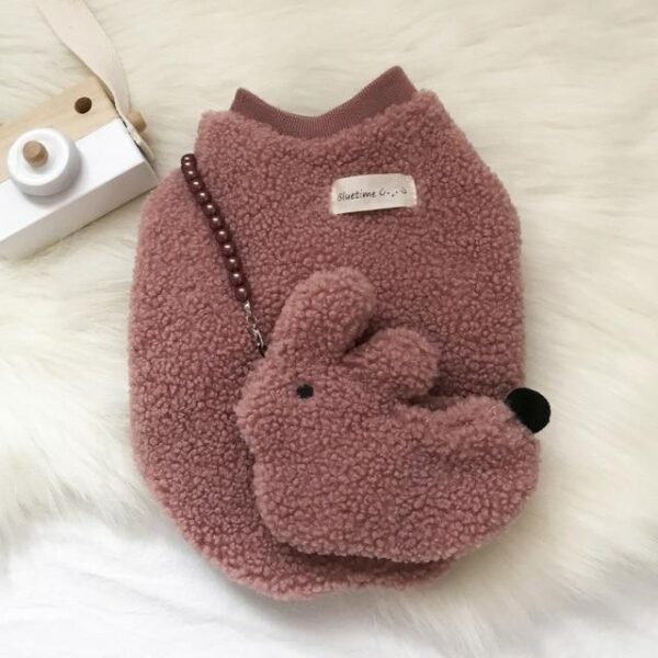 Frenchie World Shop Bean paste color / XS Frenchie Fuzzy Sweater With a Bunny Bag