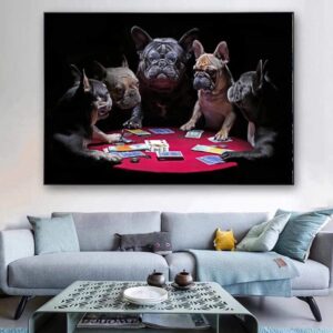 Frenchie World Shop Frenchie Gamblers Canvas Painting