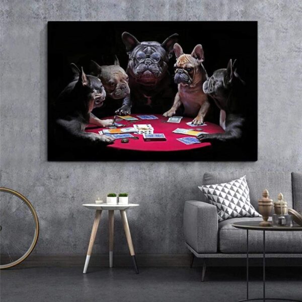 Frenchie World Shop Frenchie Gamblers Canvas Painting