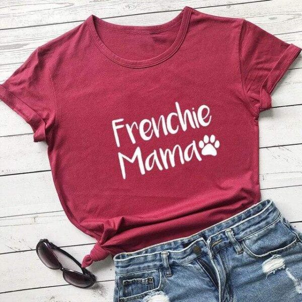 Frenchie World Shop burgundy-white text / XL / China Frenchie Mama Women's T-Shirt