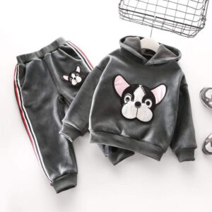 Frenchie World Shop Kids Gray / 2T Frenchie World® Velour tracksuit set