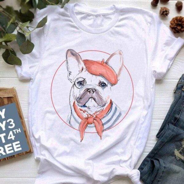 Frenchie World Shop 6264 / M Funny T Shirt Women Harajuku French Bulldog T-shirt Kawaii Cartoon T Shirt Women Cute Anime T-shirt Summer Graphic Tees Female