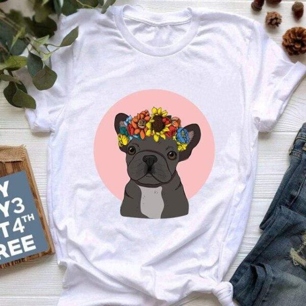 Frenchie World Shop 6265 / XL Funny T Shirt Women Harajuku French Bulldog T-shirt Kawaii Cartoon T Shirt Women Cute Anime T-shirt Summer Graphic Tees Female