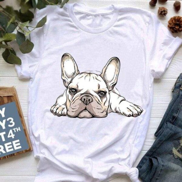 Frenchie World Shop 6266 / XL Funny T Shirt Women Harajuku French Bulldog T-shirt Kawaii Cartoon T Shirt Women Cute Anime T-shirt Summer Graphic Tees Female