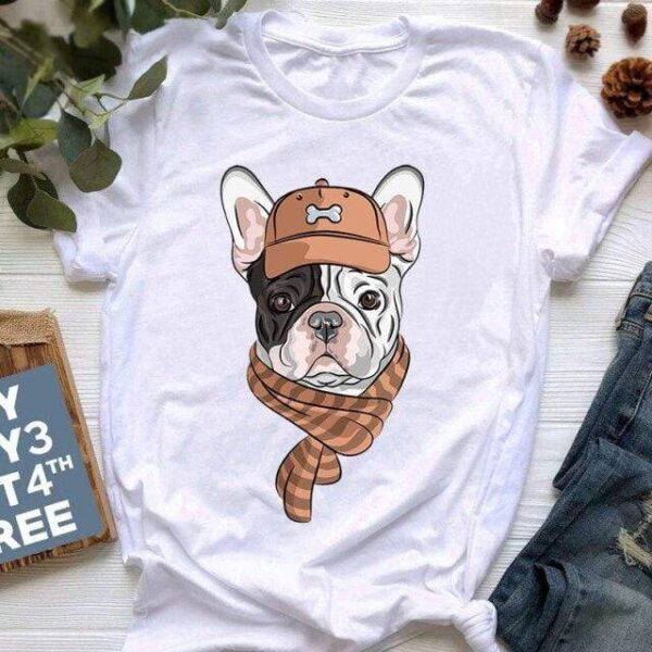 Frenchie World Shop 6267 / XL Funny T Shirt Women Harajuku French Bulldog T-shirt Kawaii Cartoon T Shirt Women Cute Anime T-shirt Summer Graphic Tees Female