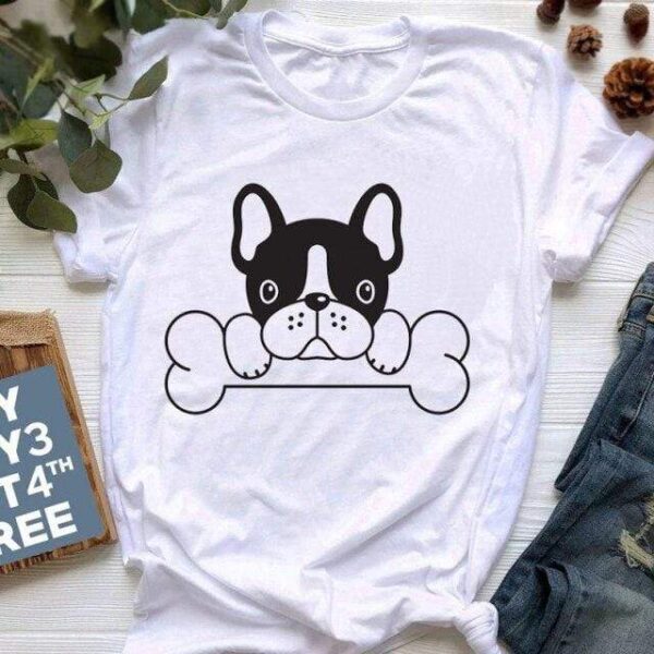 Frenchie World Shop 6268 / XL Funny T Shirt Women Harajuku French Bulldog T-shirt Kawaii Cartoon T Shirt Women Cute Anime T-shirt Summer Graphic Tees Female