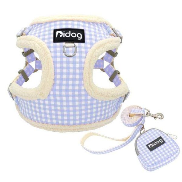Frenchie World Shop 117 blue / S Fuzzy Flowers French Bulldog Winter Harness