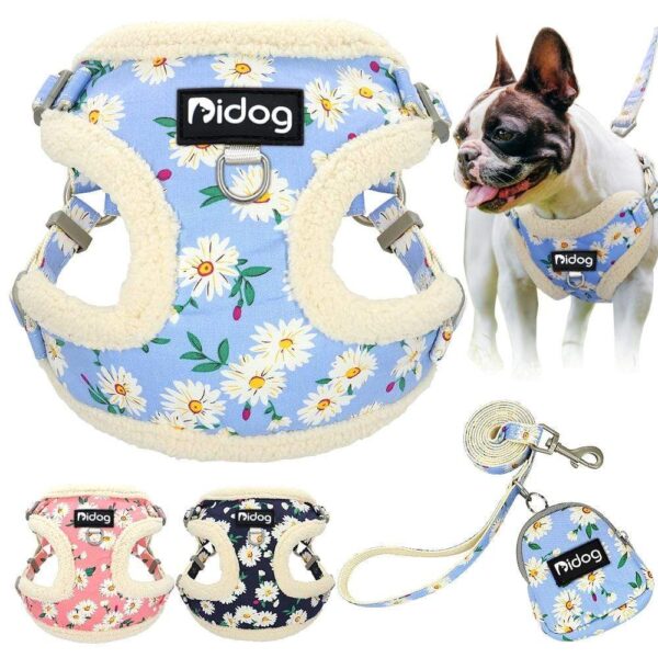 Frenchie World Shop Fuzzy Flowers French Bulldog Winter Harness