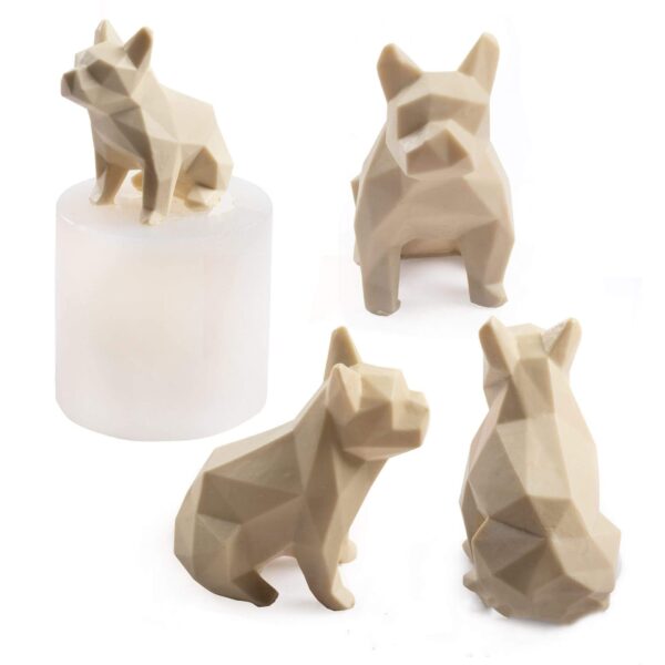 Frenchie World Shop Geometric French Bucket Dog Silicone Mold Handmade Aromatherapy Plaster Mould Car Home Decoration Bulldog Diy Clay Gypsum Molds