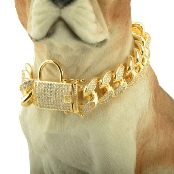 Frenchie World Shop Gold Plated Ice French Bulldog Collar/Necklace
