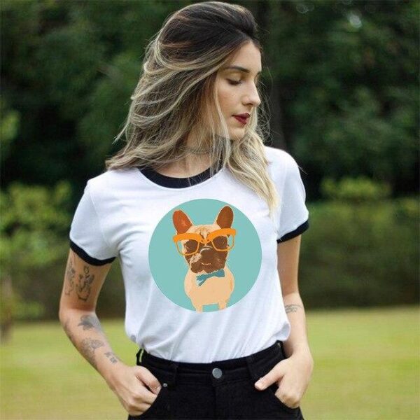 Frenchie World Shop CHE-17-11 / XL Graphic Printed French Bulldog Women’s T-shirt