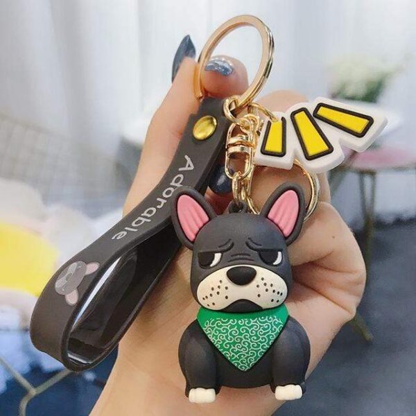 Frenchie World Shop Black Grumpy Frenchie Keychain