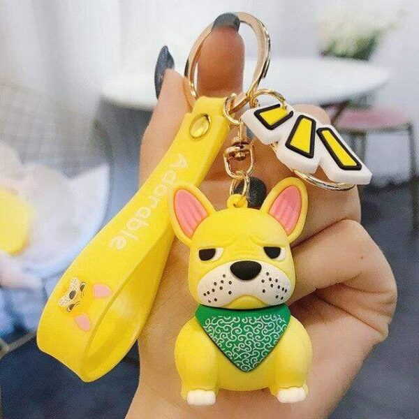 Frenchie World Shop Yellow Grumpy Frenchie Keychain