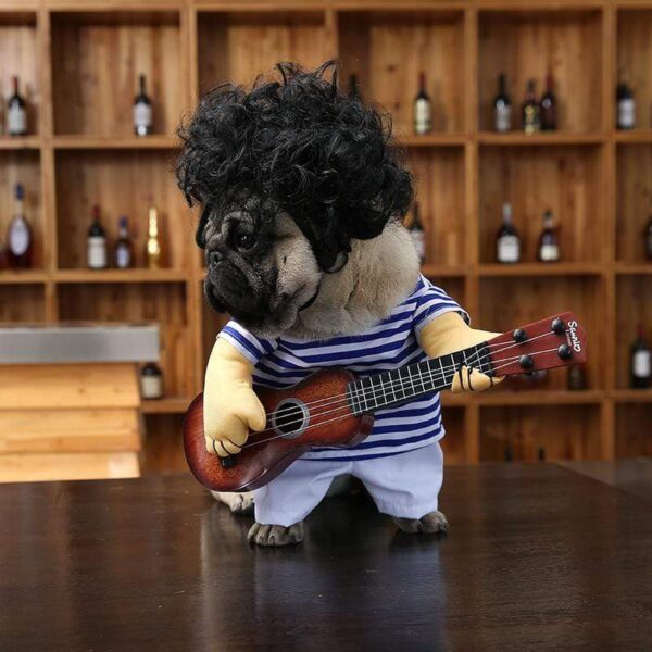 Frenchie World Shop Guitar Player dog costume