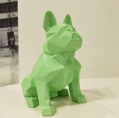 Frenchie World Shop Homeware Green Handmade geometric French bulldog sculpture