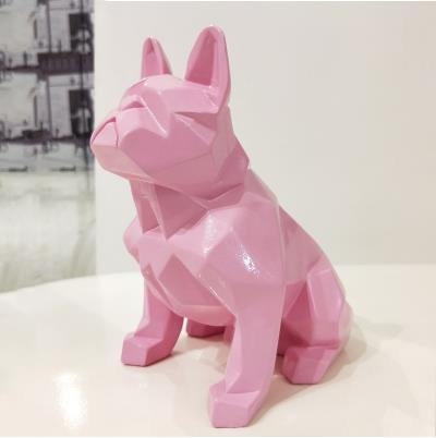 Frenchie World Shop Homeware Pink Handmade geometric French bulldog sculpture