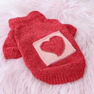 Frenchie World Shop Red / L Heart Winter French Bulldog Sweater