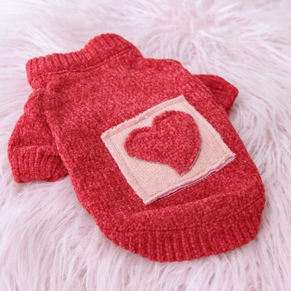 Frenchie World Shop Red / L Heart Winter French Bulldog Sweater