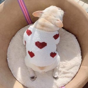 Frenchie World Shop White / XL Hearts Fleece French Bulldog Sweater