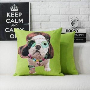 Frenchie World Shop Hippie French Bulldog Pillow Covers