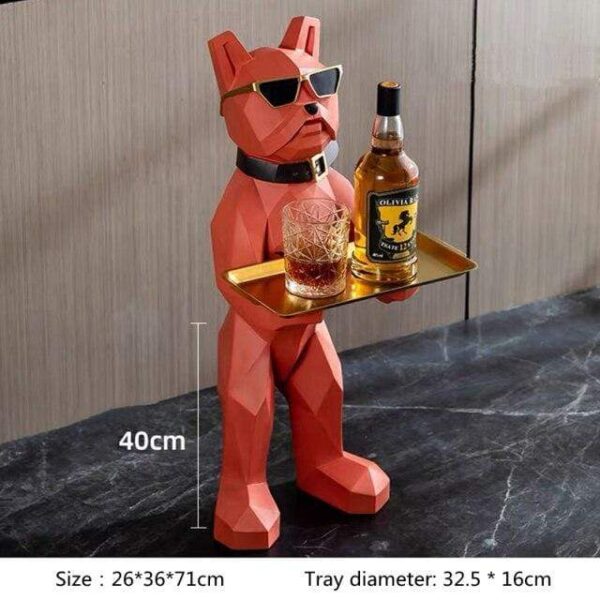 Frenchie World Shop 71cm orange  1 Home Decor Bulldog Floor Decoration 71cm Figurine Welcome Dog Resin Tray Interior Furniture Living Room Sculpture Christmas Gift