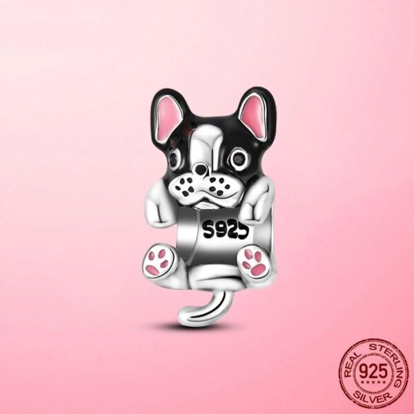 Frenchie World Shop Hot Sale 925 Silver French BULLDOG Charm Doggy Animal Dog Beads fit Women Pandora Charm Bracelet  Jewelry Making