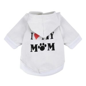 Frenchie World Shop Dog Clothing White / S / United States I Heart Mom Dog Hoodie