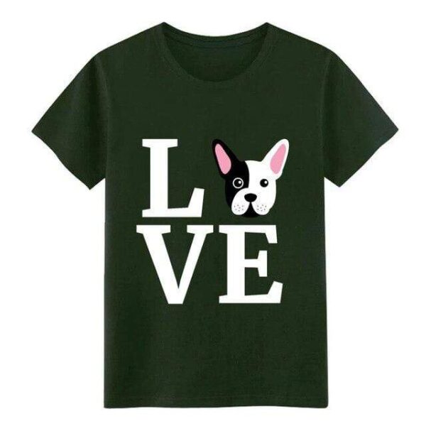 Frenchie World Shop Army Green / S I Love My French Bulldog t shirt