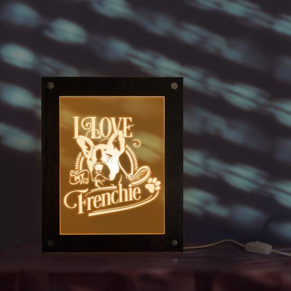 Frenchie World Shop I Love My Frenchie Wooden Frame LED Lamp