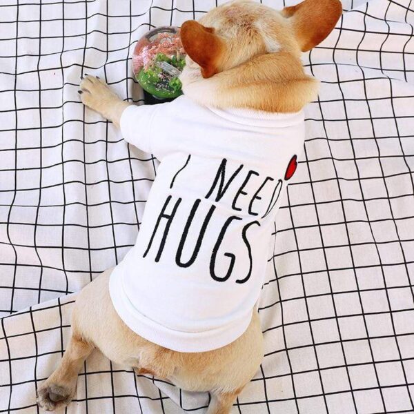 Frenchie World Shop I Need Hugs Embroidered Round Neck Shirt