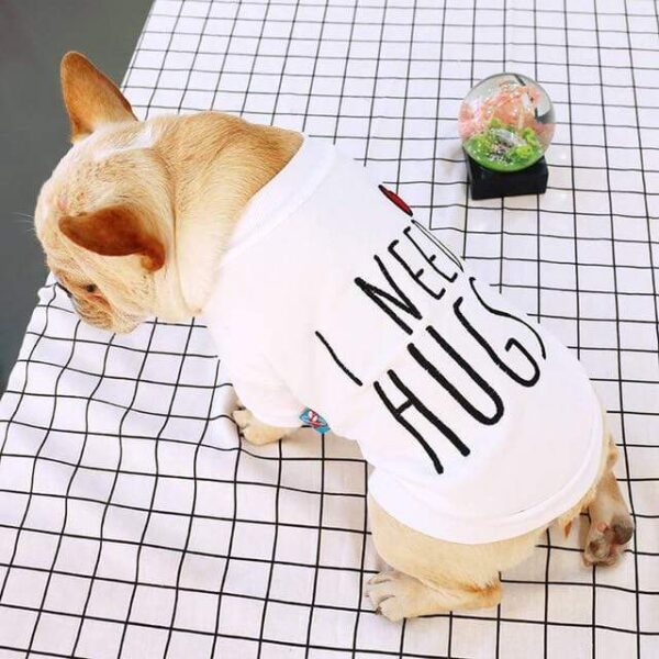 Frenchie World Shop white / L I Need Hugs Embroidered Round Neck Shirt