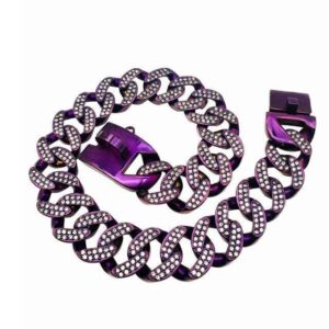 Frenchie World Shop Purple / XXS 32mmX31cm Ice Diamond Stainless Steel French Bulldog Collar