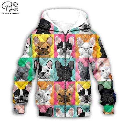Frenchie World Shop Kids zip hoodies / kids size XXL Kids' French Bulldog Clothing