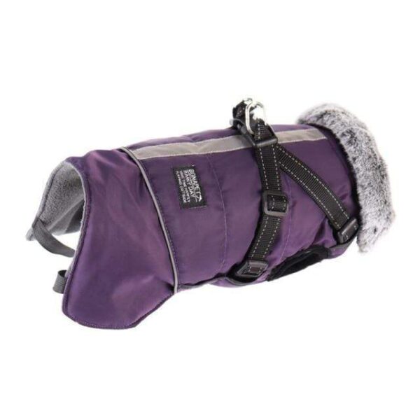 Frenchie World Shop Purple / 3XL Large Dog Clothes with Harness Winter Warm Fur Collar Waterproof Reflective Padded Dog Jacket Small Big Dog Coat French Bulldog