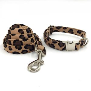 Frenchie World Shop collar and leash / XS Leopard Print Collar, Leash & Bowtie Set