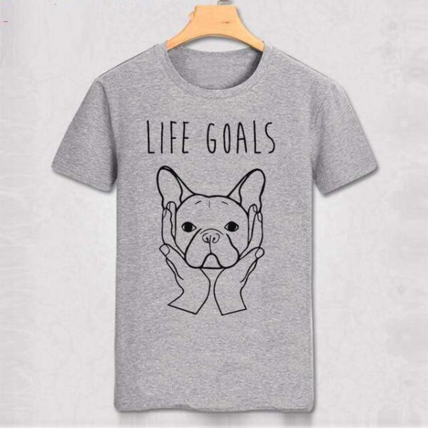 Frenchie World Shop 1gray / S Life Goals French Bulldog T-shirt