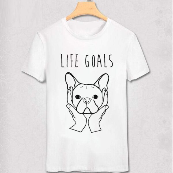 Frenchie World Shop 1white / S Life Goals French Bulldog T-shirt