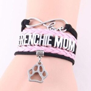 Frenchie World Shop 2262B Little Minglou Infinity Love FRENCHIE MOM bracelet dog paw charm leather wrap men bracelets & bangles Women jewelry