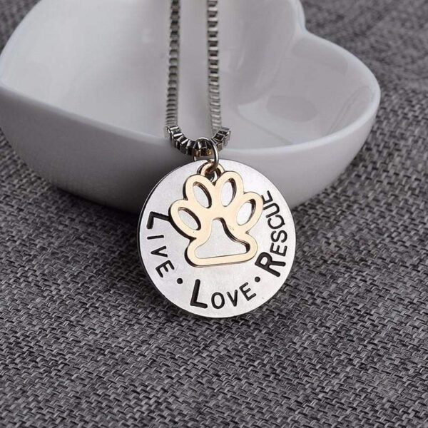 Frenchie World Shop "LIVE LOVE RESCUE" Necklace