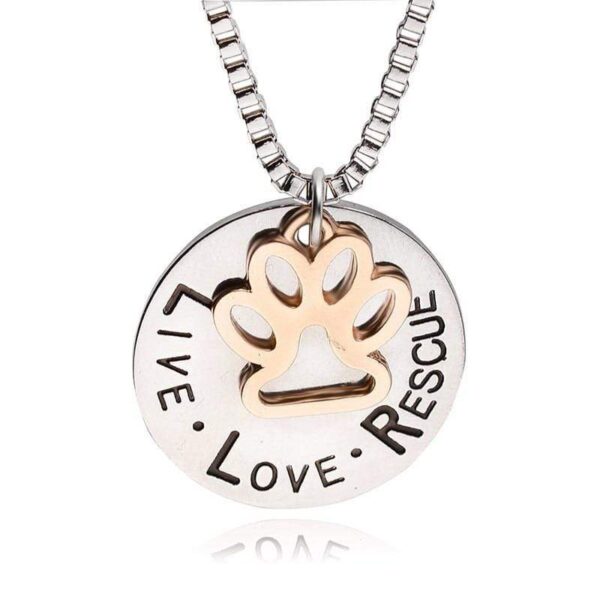 Frenchie World Shop "LIVE LOVE RESCUE" Necklace