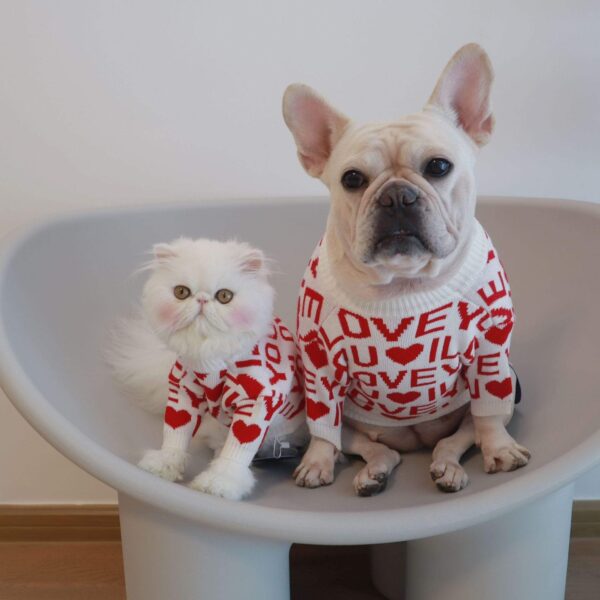 Frenchie World Shop Red / XL Love U French Bulldog Sweater