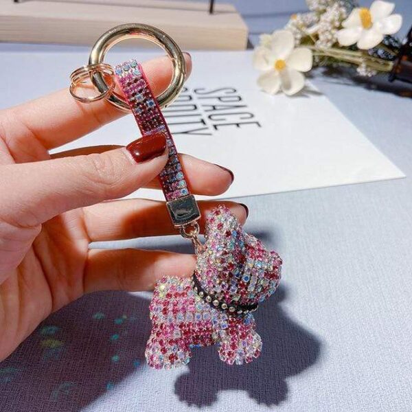 Frenchie World Shop MULTICOLOR Luxury Diamond Frenchie Keychain