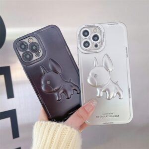 Frenchie World Shop Luxury Electroplating Matte French Bulldog Phone Case for Iphone 11 12 13 Pro Max Mini XR XS 8 X 7 Plus Soft Silicone TPU Cover