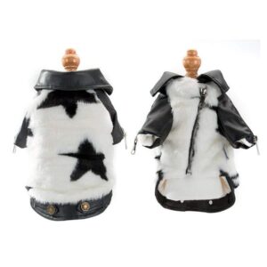 Frenchie World Shop Black and White / L Luxury Faux Leather Dog Jacket by Frenchie World